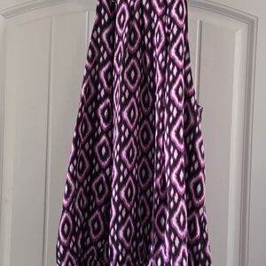 Lane Bryant Purple and Black Geometric A-Line Skirt